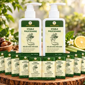 Combo gia đình dầu gội dược liệu Stable Phuckhang 2 chai 300ml và 10 gói