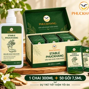Combo dự trữ dầu gội dược liệu Stable Phuckhang 1 chai 300ml và 50 gói 7.5ml