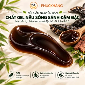 Cận cảnh thìa gel nâu thảo dược đậm đặc nguyên bản không phẩm màu nhân tạo